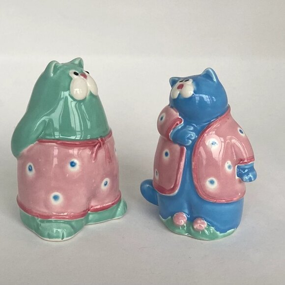 Fitz and Floyd 1985 Fantasy Fair Cats in Pyjamas Salt and Pepper Shakers - Picture 8 of 8